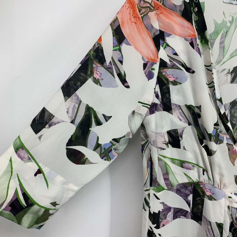 Johanne Beck Dress Floral Print V Neck Button Down Hi Lo Maxi - Picture 7 of 13